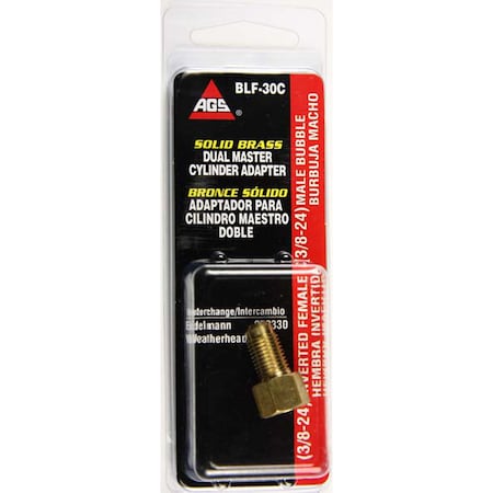Ags Brass Adapter, Female(3/8-24 Inverted), Male(3/8-24 Bubble), 1/card BLF-30C